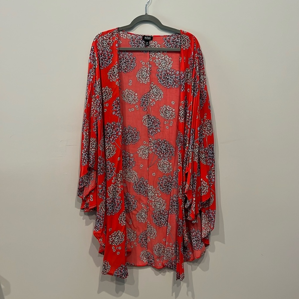 NWOT a.n.a. Orange/purple floral kimono size L/XL